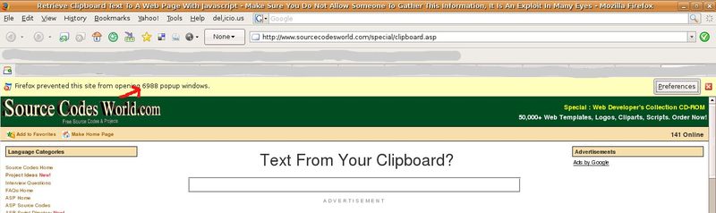 Crazy Pop-ups blocked by Firefox